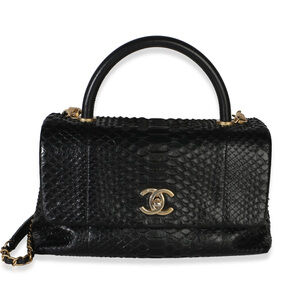 Chanel Black Python Medium Coco Top Handle Bag